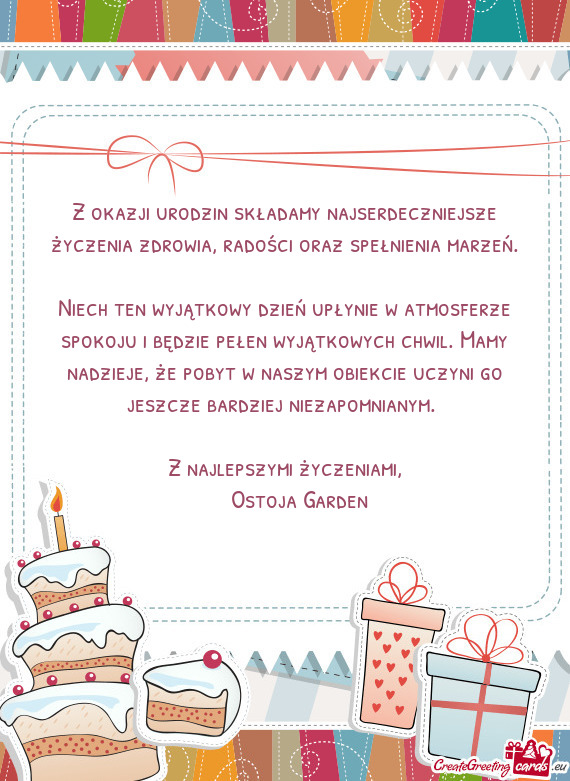 Niech ten wyjątkowy dzień upłynie w atmosferze spokoju i będzie pełen wyjątkowych chwil. Mamy