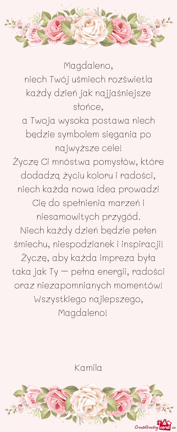 Niech Twój uśmiech rozświetla każdy dzień jak najjaśniejsze słońce