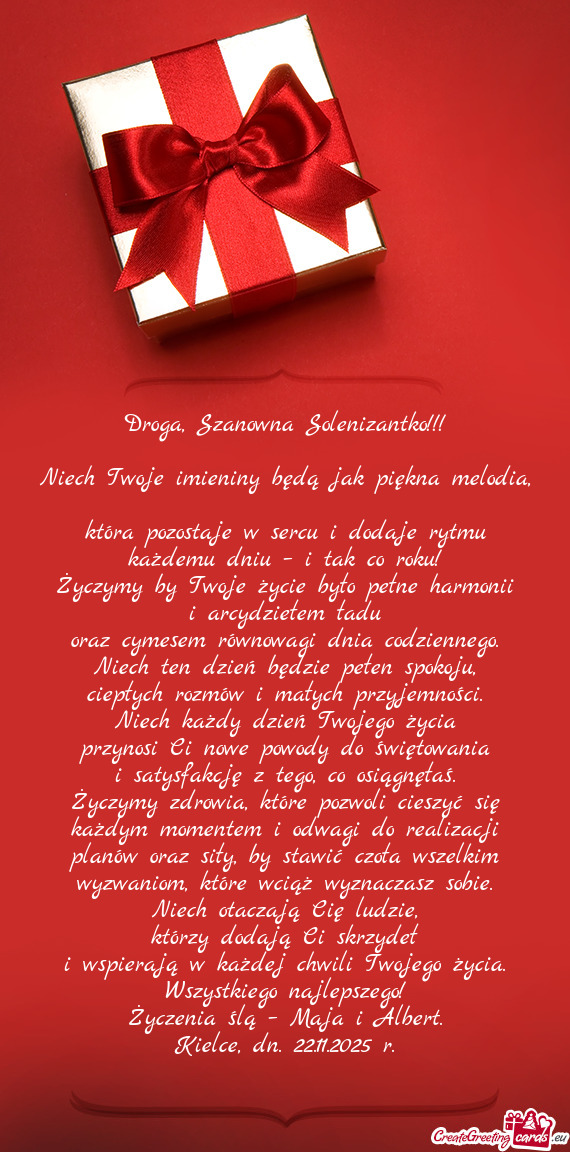 Niech Twoje imieniny będą jak piękna melodia