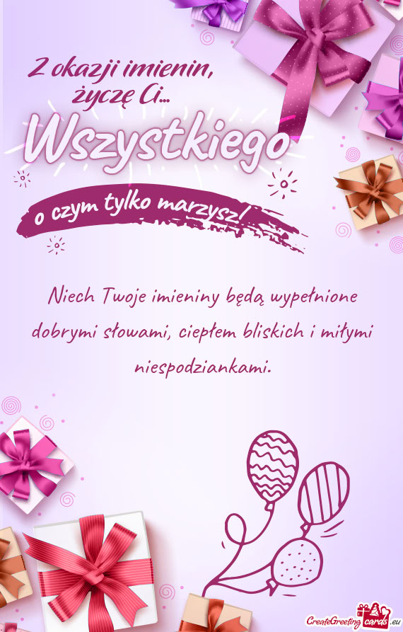 Niech Twoje imieniny będą wypełnione dobrymi słowami