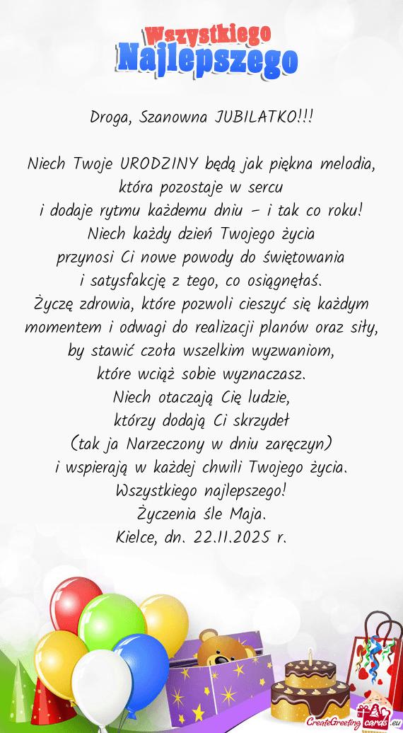 Niech Twoje URODZINY będą jak piękna melodia