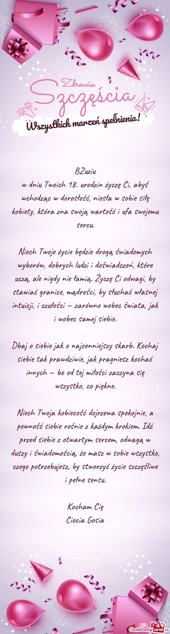 Niech Twoje życie będzie drogą świadomych wyborów, dobrych ludzi i doświadczeń, które uczą