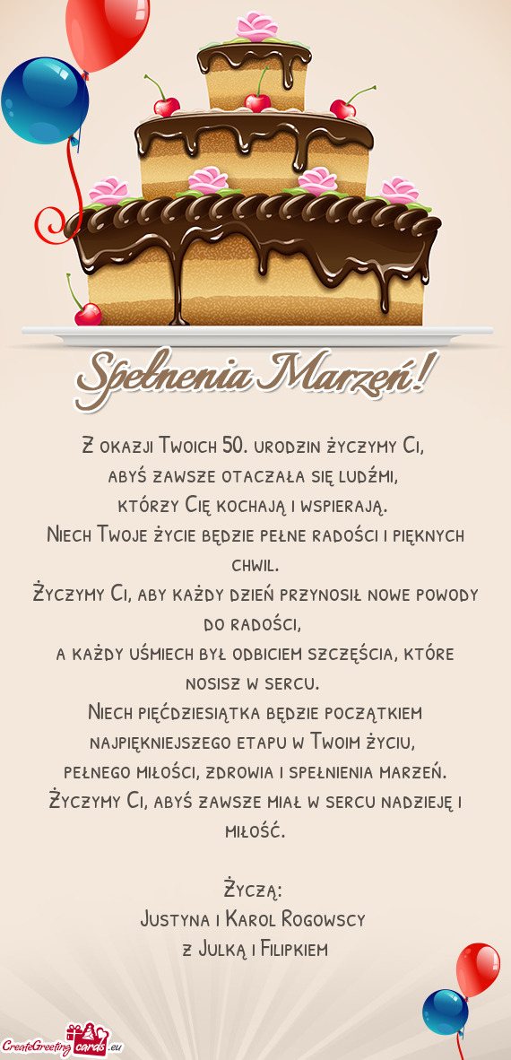 Niech Twoje życie będzie pełne radości i pięknych chwil