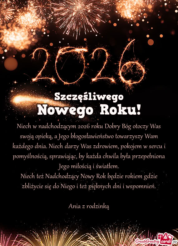 Niech w nadchodzącym 2026 roku Dobry Bóg otoczy Was swoją opieką, a Jego błogosławieństwo tow