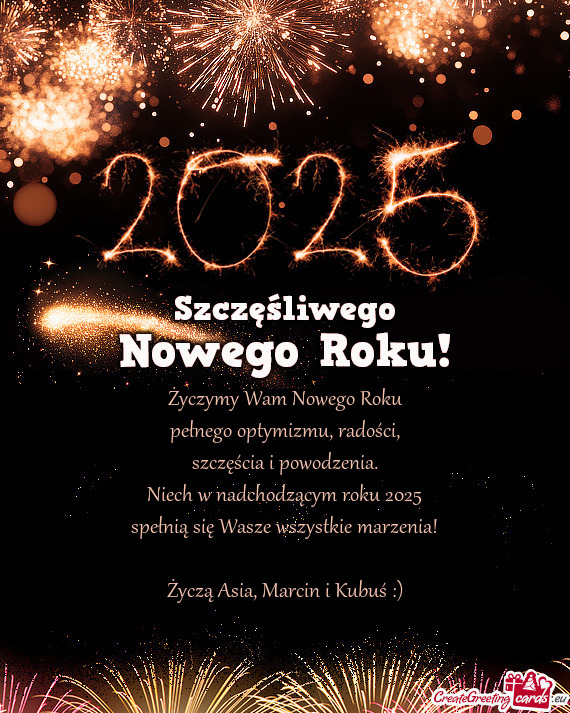 Niech w nadchodzącym roku 2025 spełnią się Wasze wszystkie marzenia! Życzą Asia