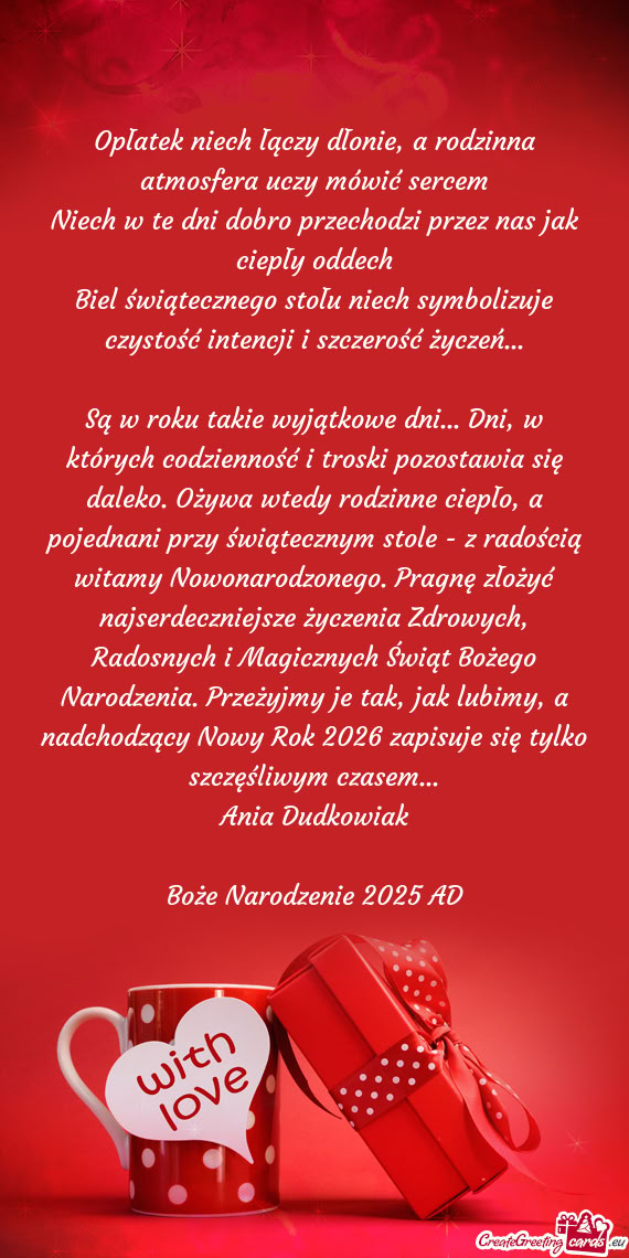 Niech w te dni dobro przechodzi przez nas jak ciepły oddech