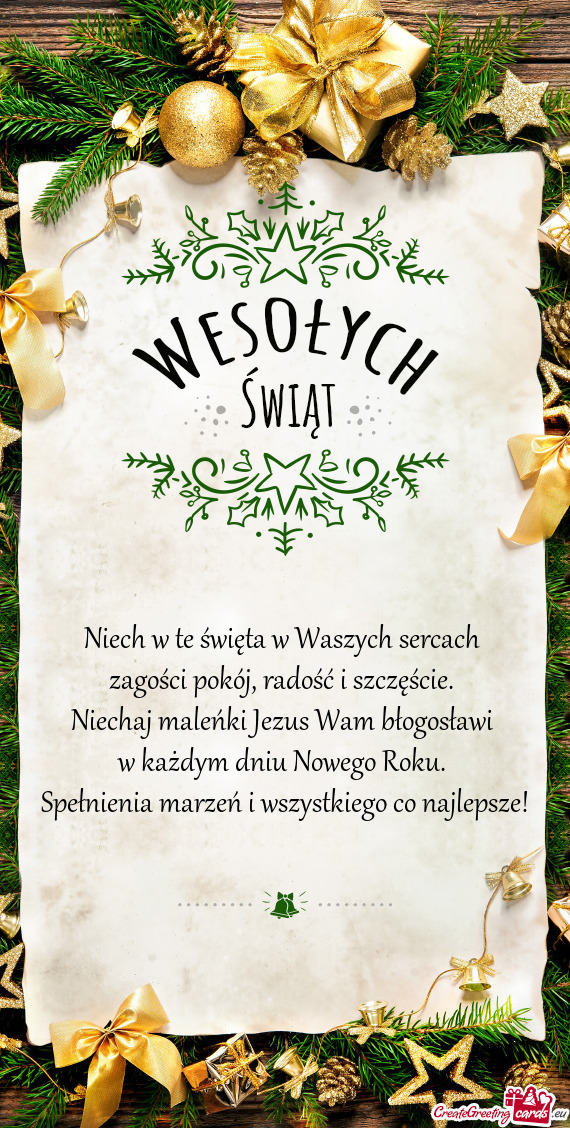 Niech w te święta w Waszych sercach   zagości pokój, radość i