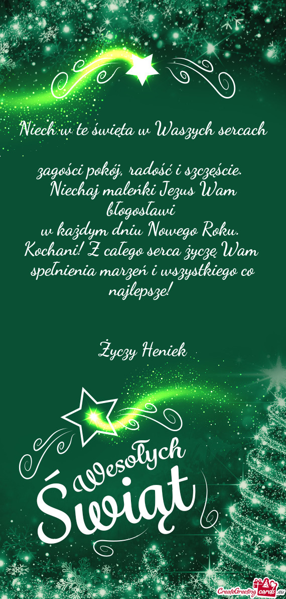 Niech w te święta w Waszych sercach   zagości pokój, radość i