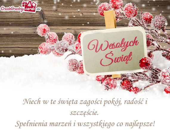 Niech w te święta zagości pokój, radość i szczęście