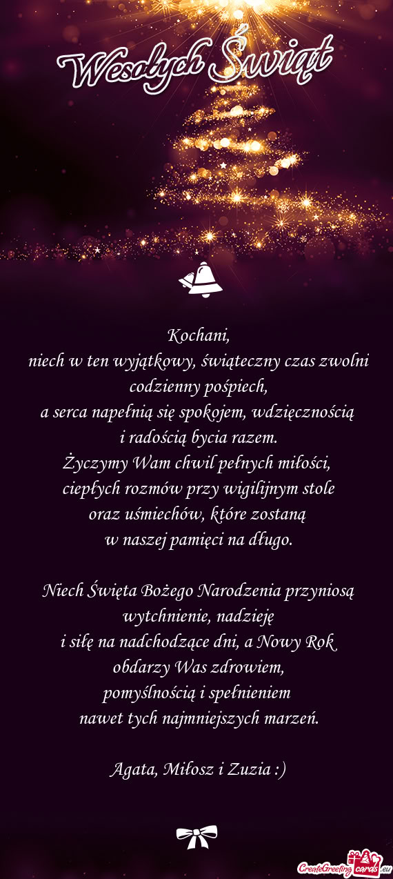 Niech w ten wyjątkowy, świąteczny czas zwolni codzienny pośpiech