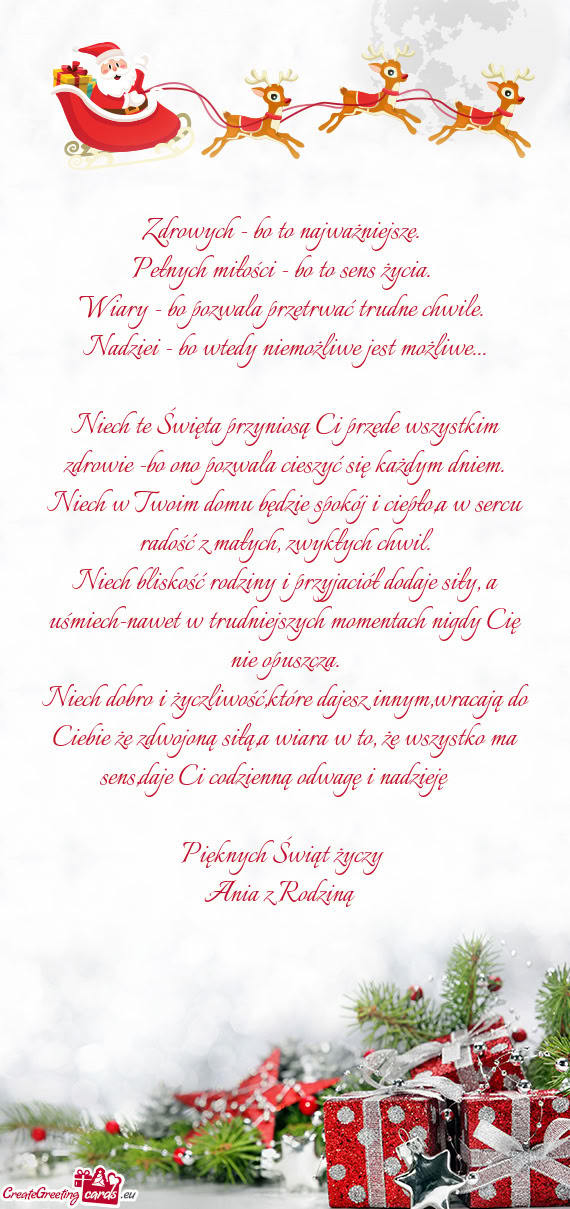 Niech w Twoim domu będzie spokój i ciepło,a w sercu radość z małych, zwykłych chwil