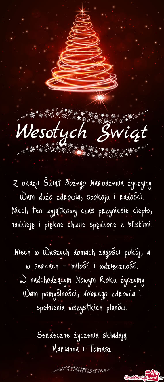 Niech w Waszych domach zagości pokój, a w sercach – miłość i wdzięczność