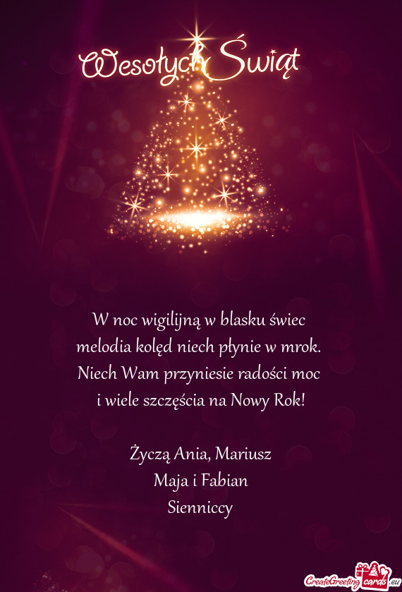 Niech Wam przyniesie radości moc i wiele szczęścia na Nowy Rok! Życzą Ania