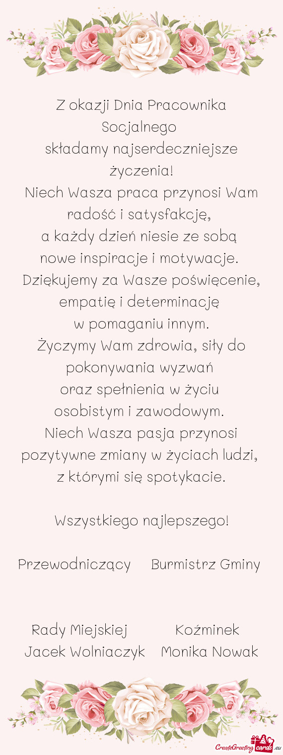 Niech Wasza praca przynosi Wam radość i satysfakcję