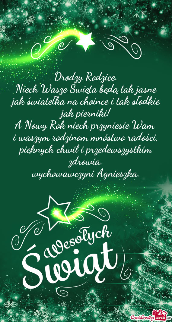 Niech Wasze Święta będą tak jasne jak światełka na choince i tak słodkie jak pierniki