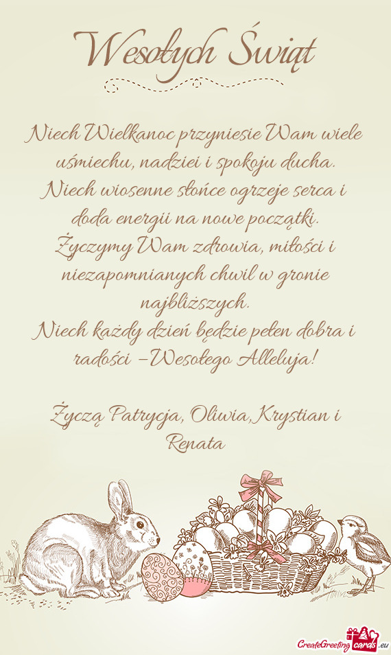 Niech Wielkanoc przyniesie Wam wiele uśmiechu, nadziei i spokoju ducha