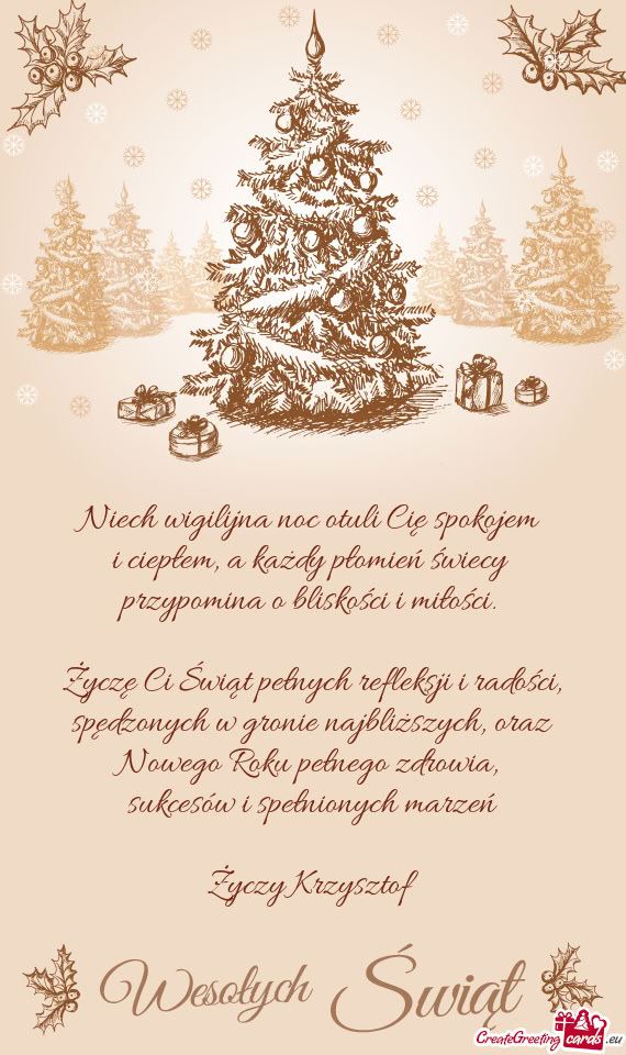 Niech wigilijna noc otuli Cię spokojem