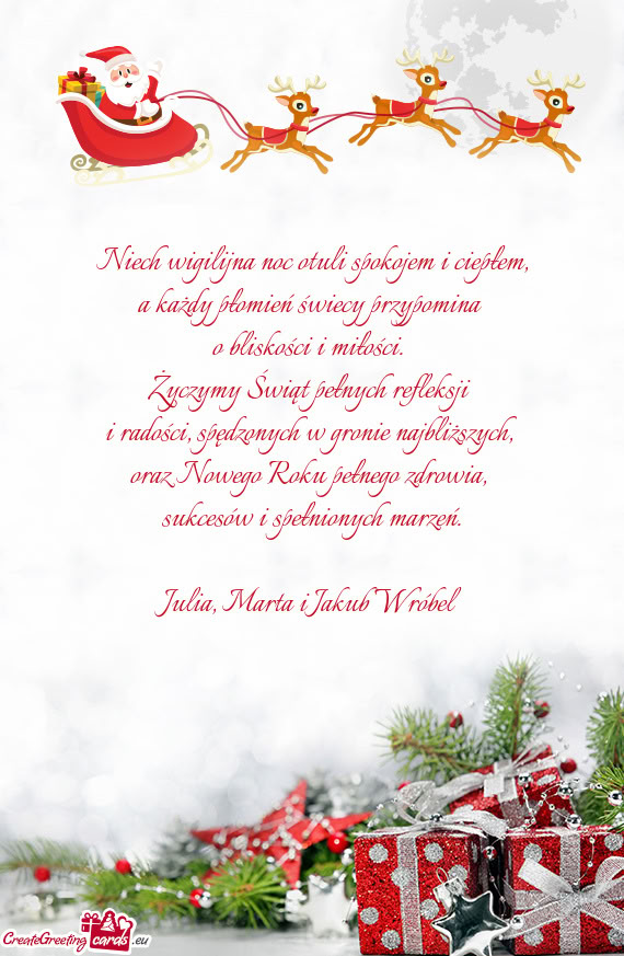 Niech wigilijna noc otuli spokojem i ciepłem