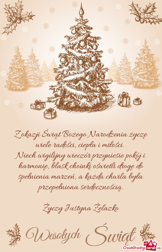 Niech wigilijny wieczór przyniesie pokój i harmonię, blask choinki oświetli drogę do spełnieni