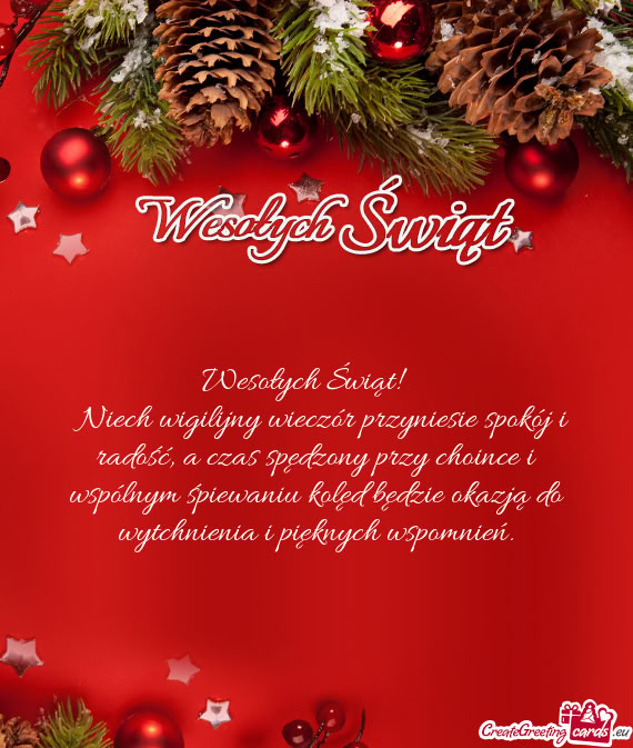 Niech wigilijny wieczór przyniesie spokój i radość, a czas spędzony przy choince i wspólnym