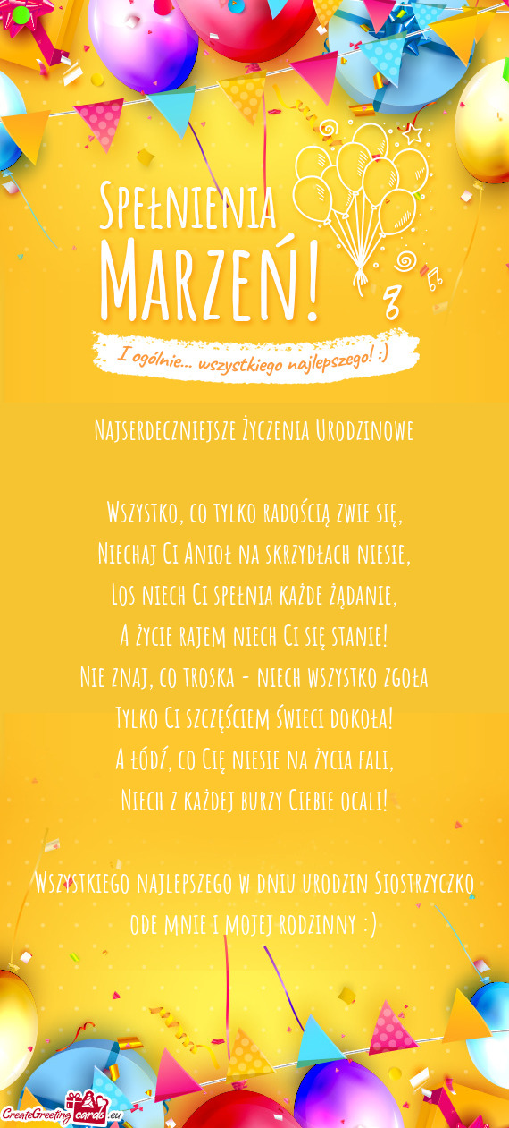 Niech z każdej burzy Ciebie ocali! Wszystkiego najlepszego w dniu urodzin Siostrzyczko ode mni
