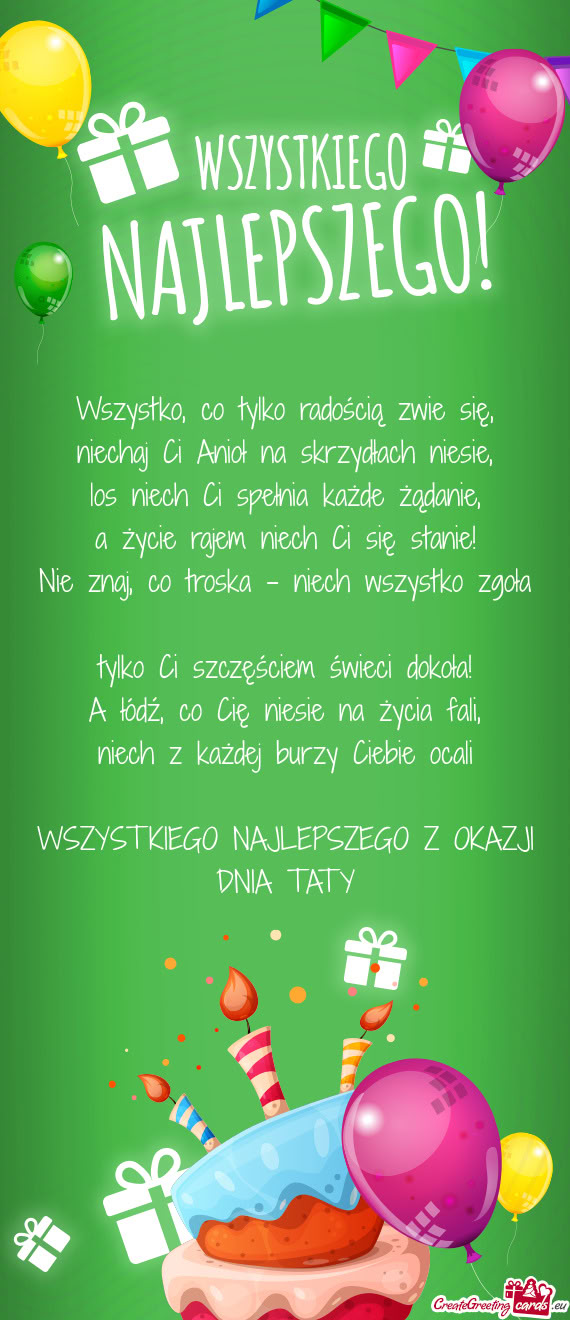Niech z każdej burzy Ciebie ocali WSZYSTKIEGO NAJLEPSZEGO Z OKAZJI DNIA TATY
