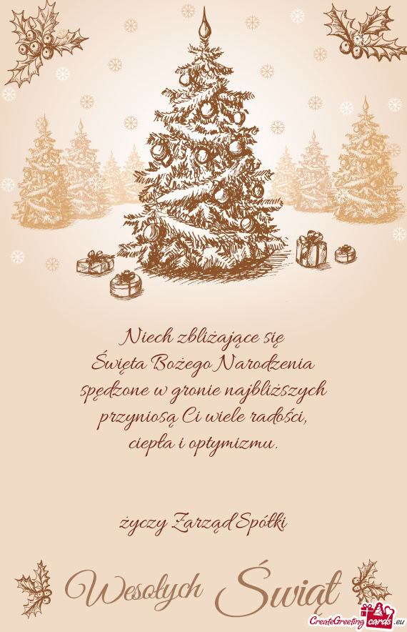 Niech zbliżające się Święta Bożego Narodzenia spędzone w gronie najbliższych przyniosą C