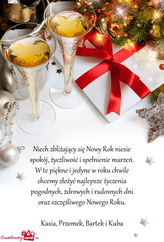 Niech zbliżający się Nowy Rok niesie spokój, życzliwość i spełnienie marzeń
