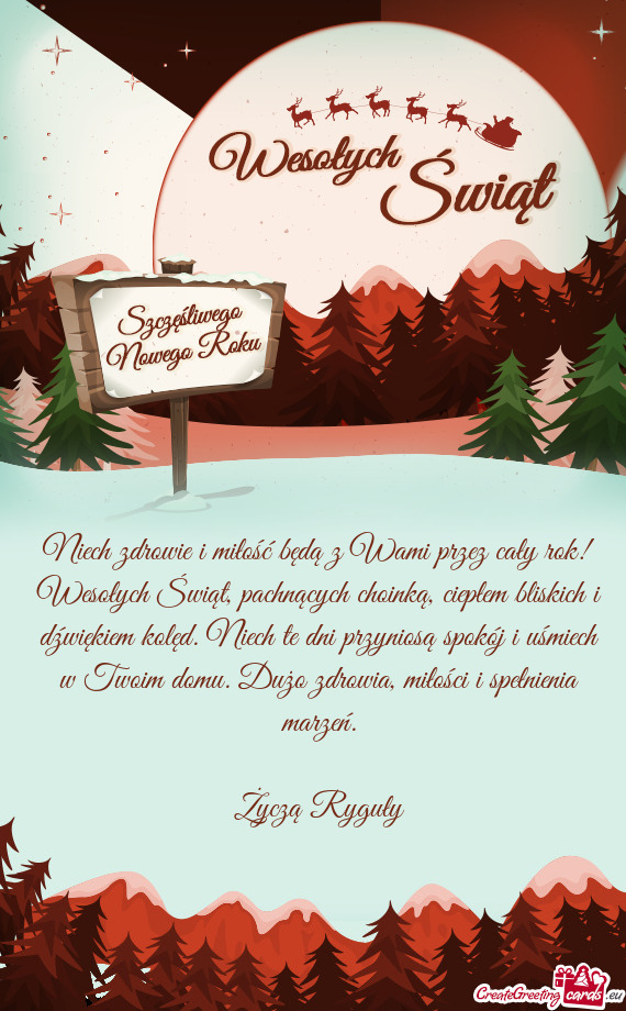 Niech zdrowie i miłość będą z Wami przez cały rok! Wesołych Świąt, pachnących choinką, ci