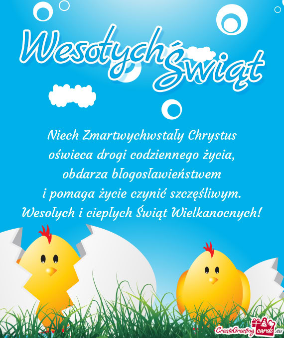 Niech Zmartwychwstały Chrystus  oświeca drogi codziennego życia,  obdarza