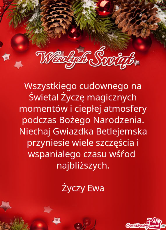 Niechaj Gwiazdka Betlejemska przyniesie wiele szczęścia i wspanialego czasu wśŕod najbliższyc