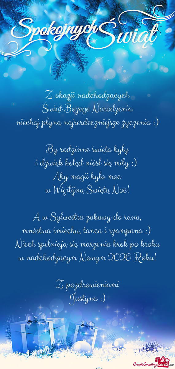 Niechaj płyną najserdeczniejsze życzenia :)