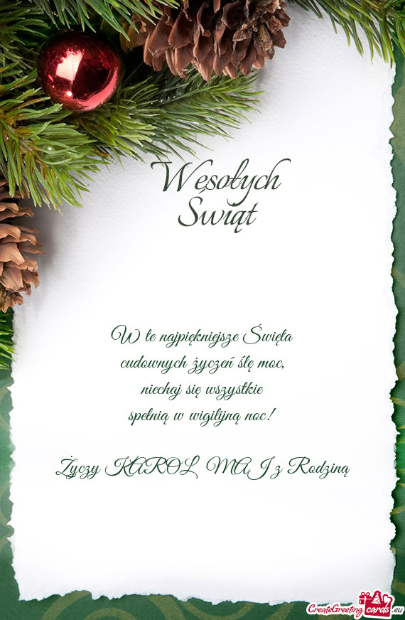 Niechaj się wszystkie spełnią w wigilijną noc! KAROL MAJ z Rodziną