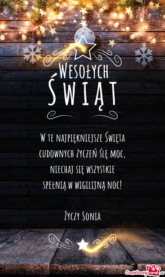 Niechaj się wszystkie spełnią w wigilijną noc! Sonia