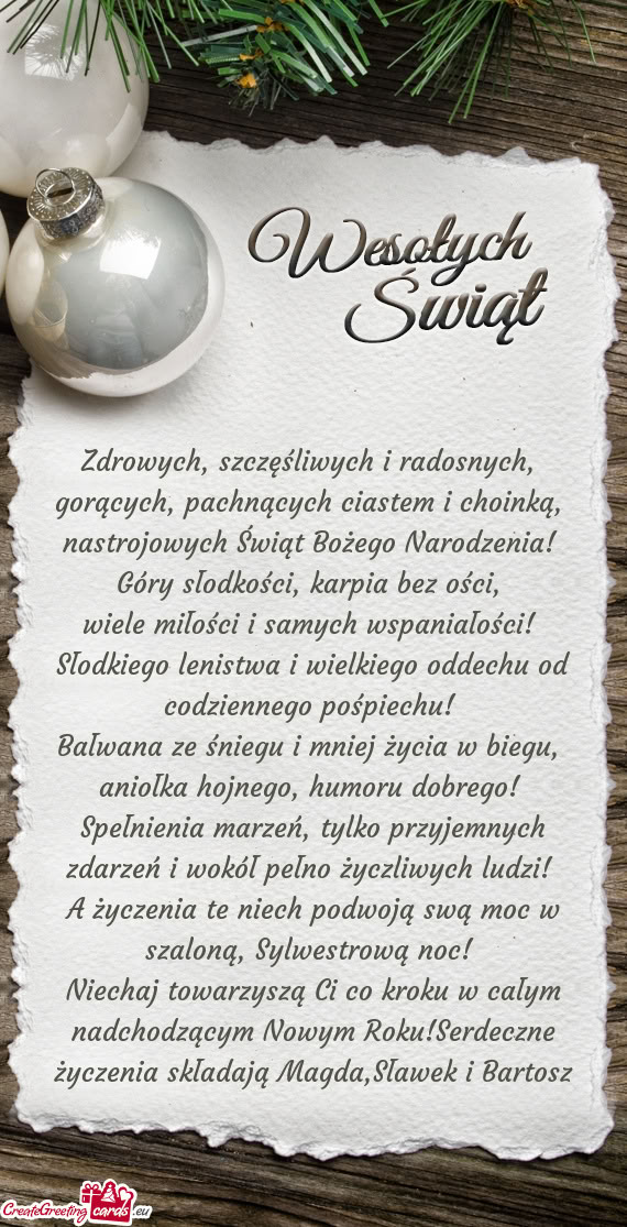 Niechaj towarzyszą Ci co kroku w całym nadchodzącym Nowym Roku!Serdeczne życzenia składają Mag