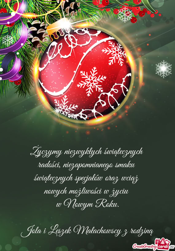 Niezapomnianego smaku świątecznych specjałów oraz wciąż nowych możliwości w życiu w