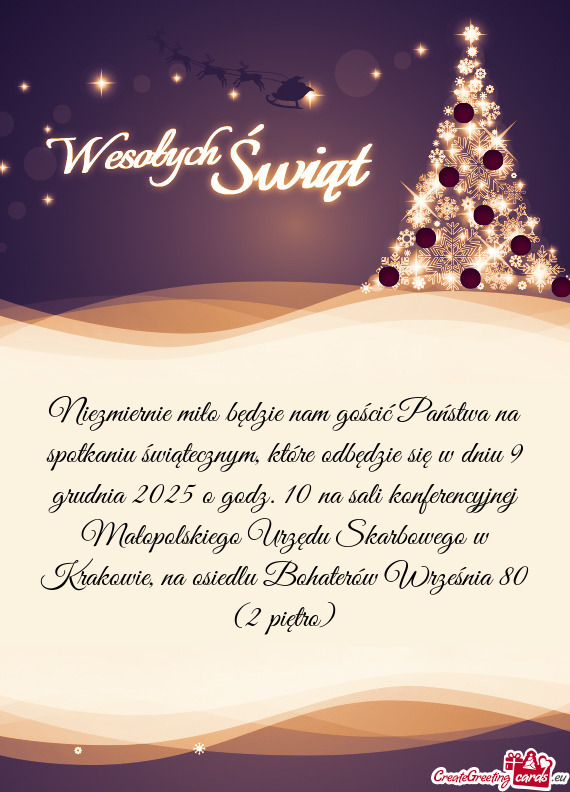 Niezmiernie miło będzie nam gościć Państwa na spotkaniu świątecznym, które odbędzie się w