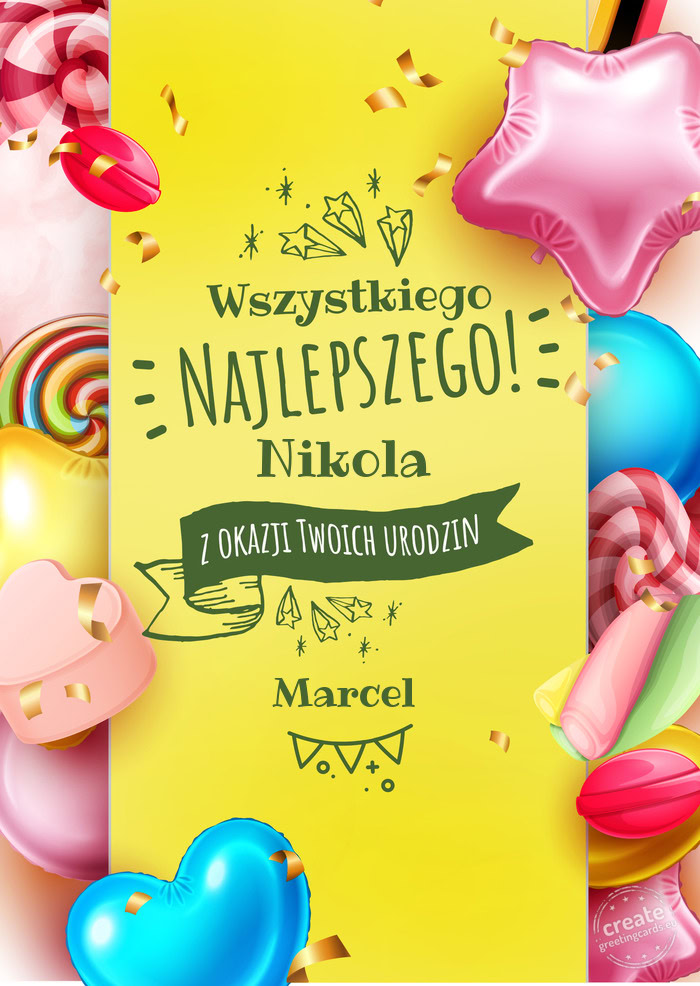 Nikola wszystkiego najlepszego z okazji urodzin Marcel