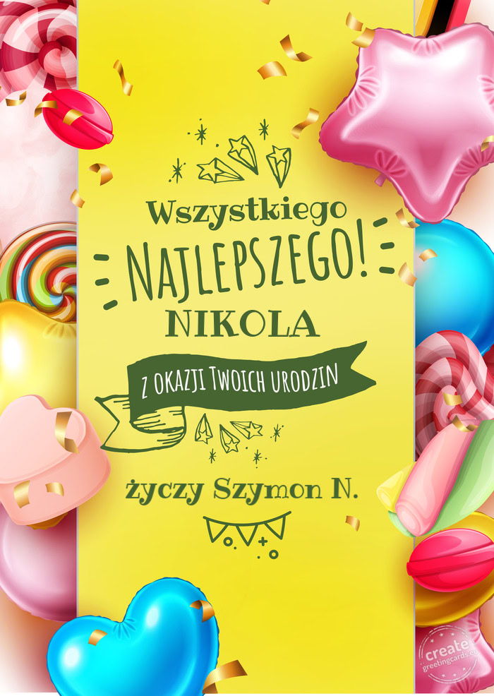 NIKOLA wszystkiego najlepszego z okazji urodzin Szymon N