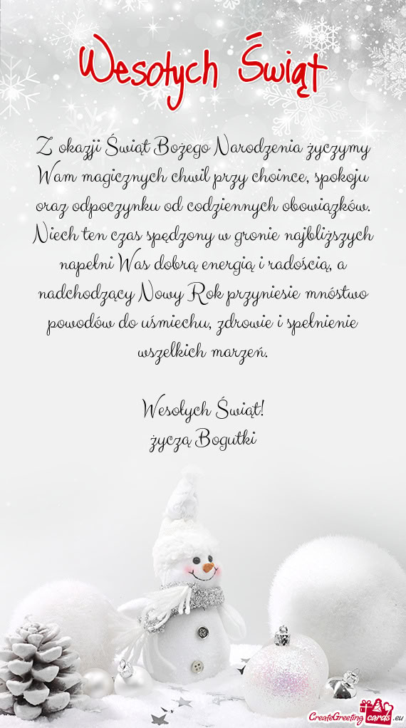 Nku od codziennych obowiązków. Niech ten czas spędzony w gronie najbliższych napełni Was dobrą