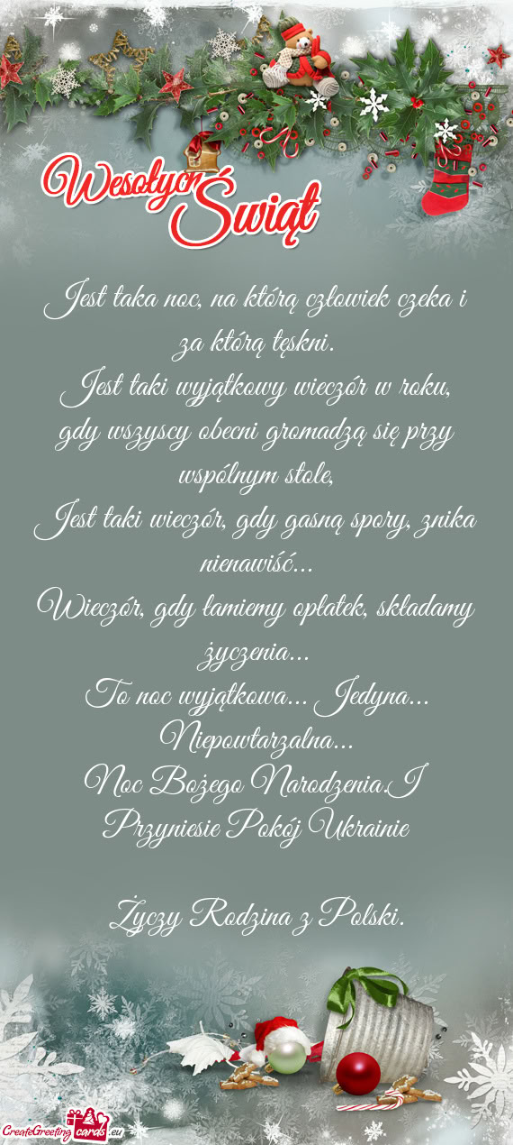 Noc Bożego Narodzenia.I Przyniesie Pokój Ukrainie