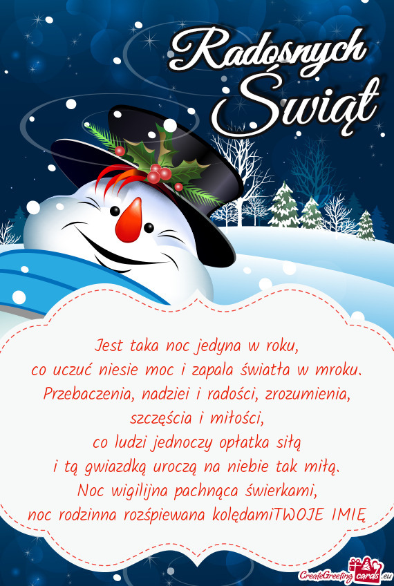 Noc rodzinna rozśpiewana kolędamiTWOJE IMIĘ