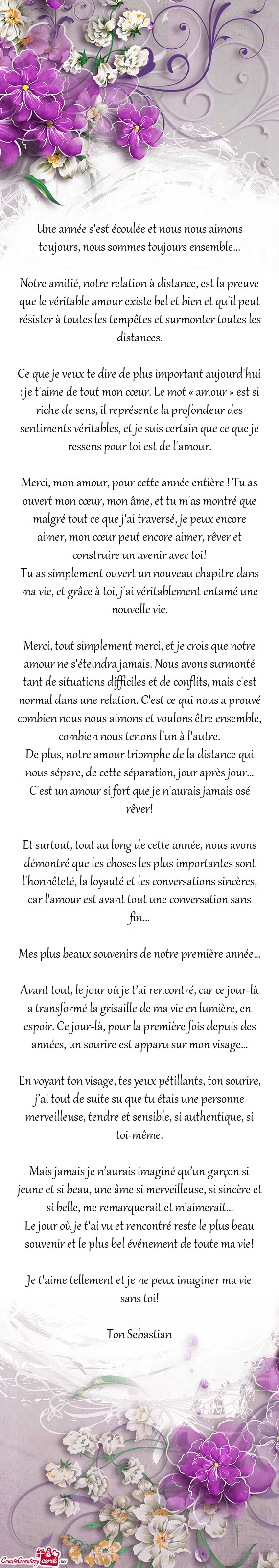 Notre amitié, notre relation à distance, est la preuve que le véritable amour existe bel et bien