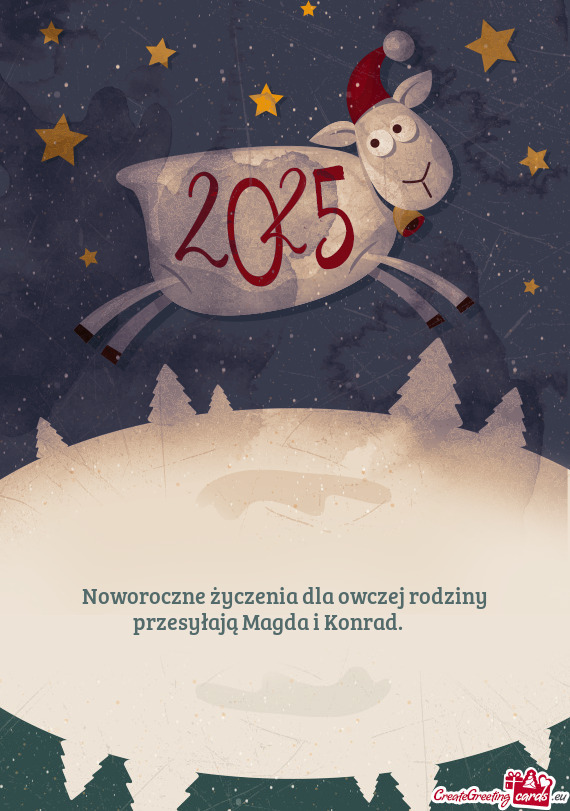 Noworoczne życzenia dla owczej rodziny przesyłają Magda i Konrad.🥰🍾🥕