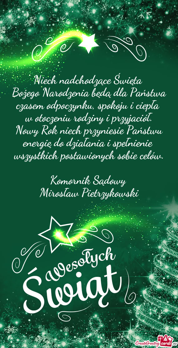 Nowy Rok niech przyniesie Państwu energię do działania i spełnienie