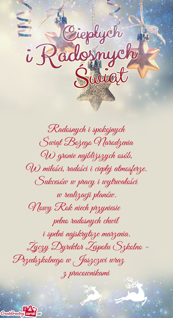 Nowy Rok niech przyniesie    pełno radosnych chwil