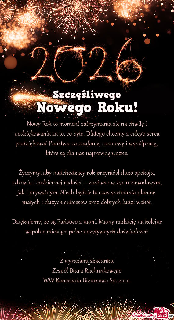 Nowy Rok to moment zatrzymania się na chwilę i podziękowania za to, co było. Dlatego chcemy z ca