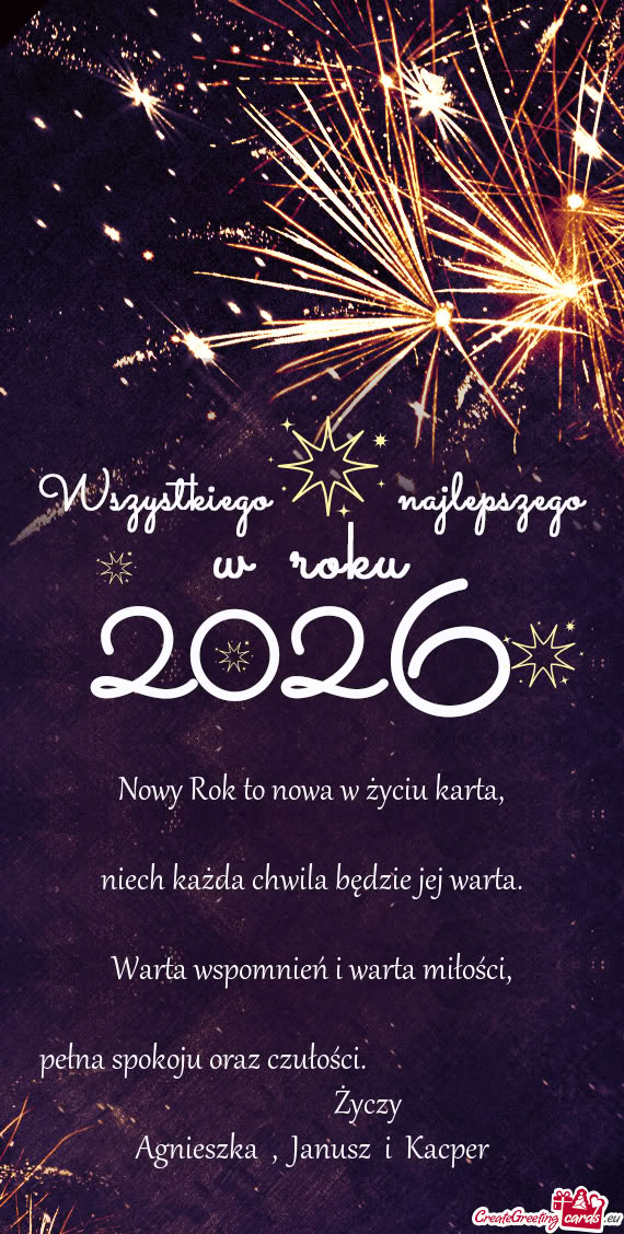 Nowy Rok to nowa w życiu karta