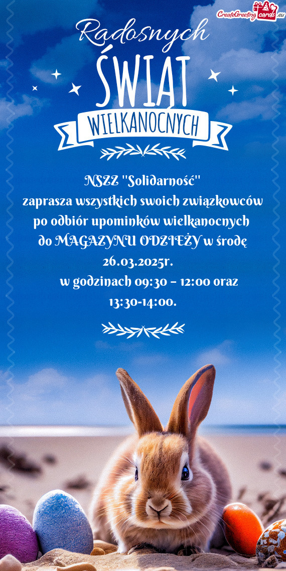 NSZZ   Solidarność    zaprasza wszystkich swoich związkowców po odbiór