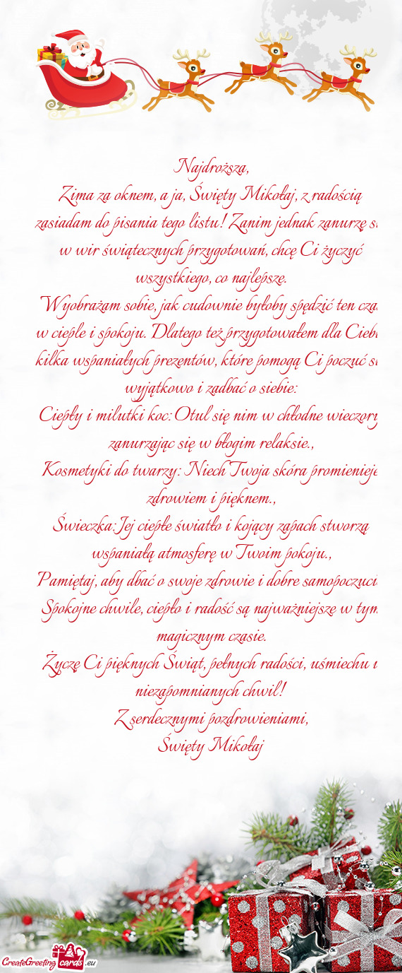 Nurzę się w wir świątecznych przygotowań, chcę Ci życzyć wszystkiego, co najlepsze